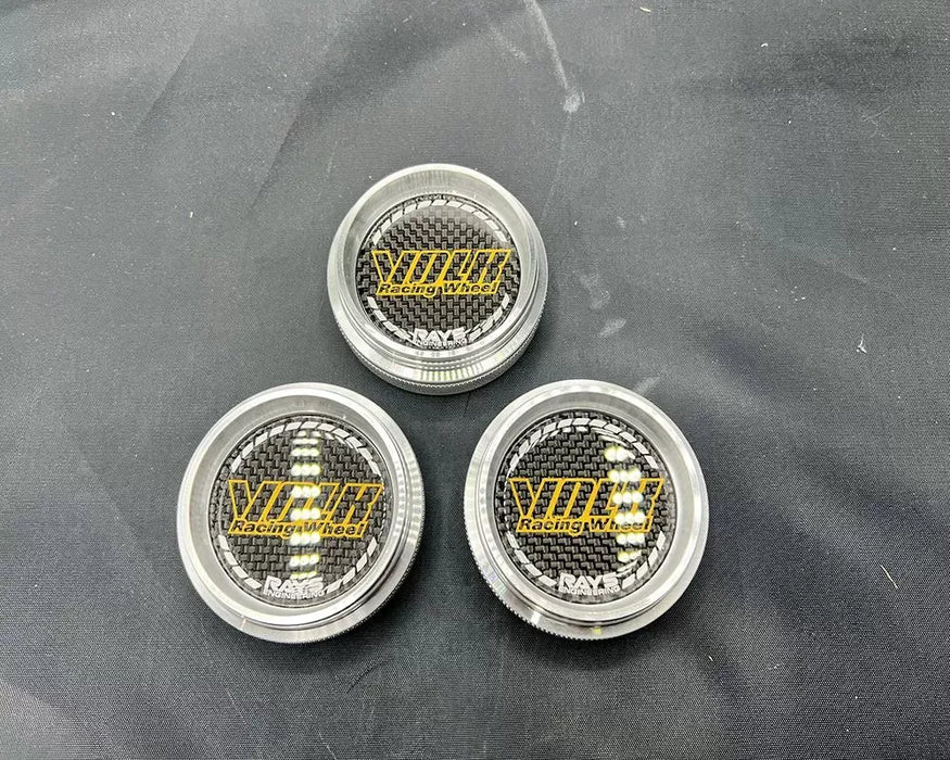 Rays Volk Racing Wheel High Style Center Cap Carbon RE30 CE28 TE37 Rare Style Set of 3 CLEARANCE